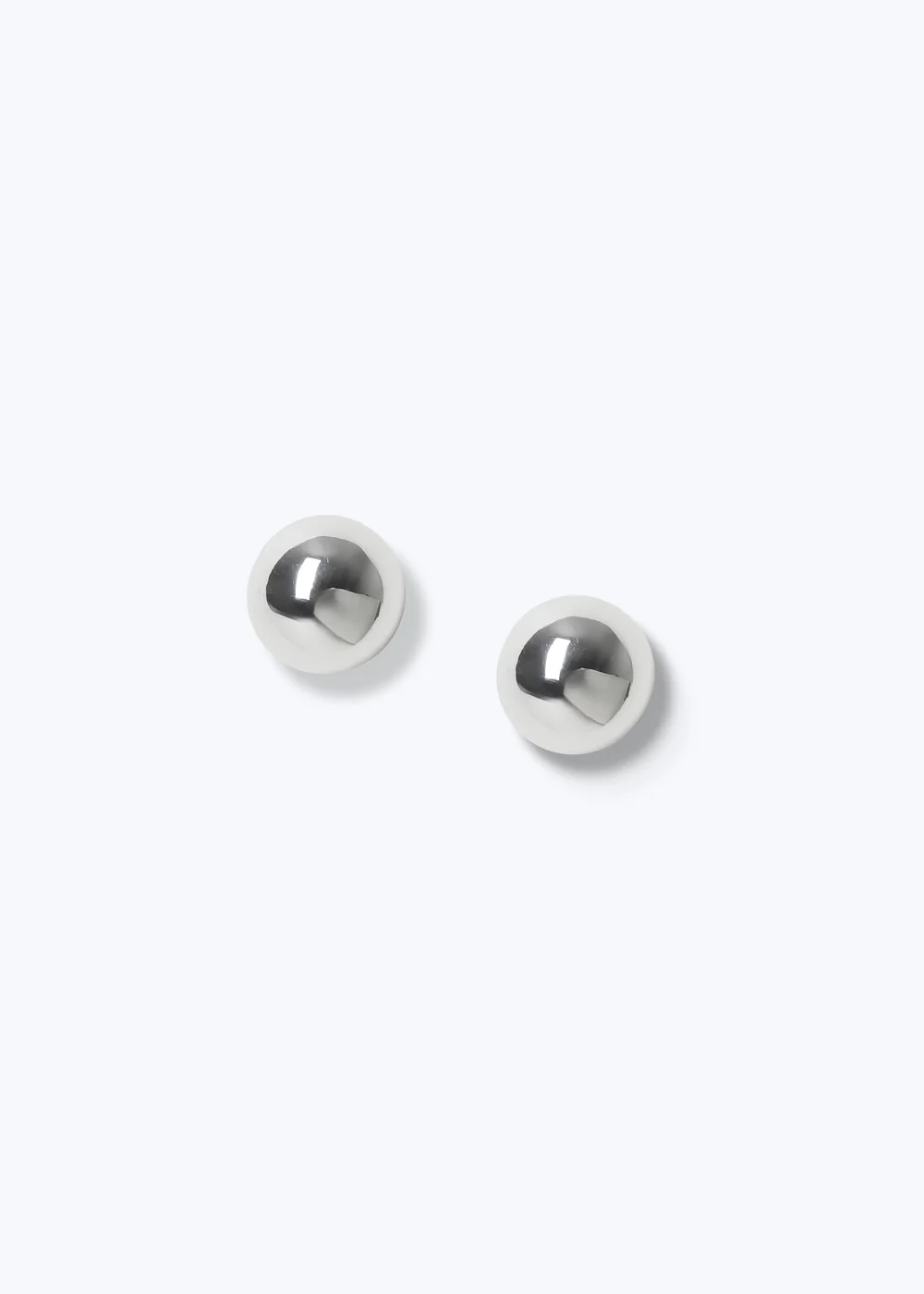 Muse Silver Ball Stud Earrings - One Size Image 1