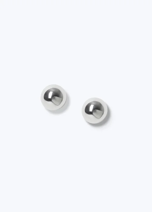 Muse Silver Ball Stud Earrings - One Size Image 1