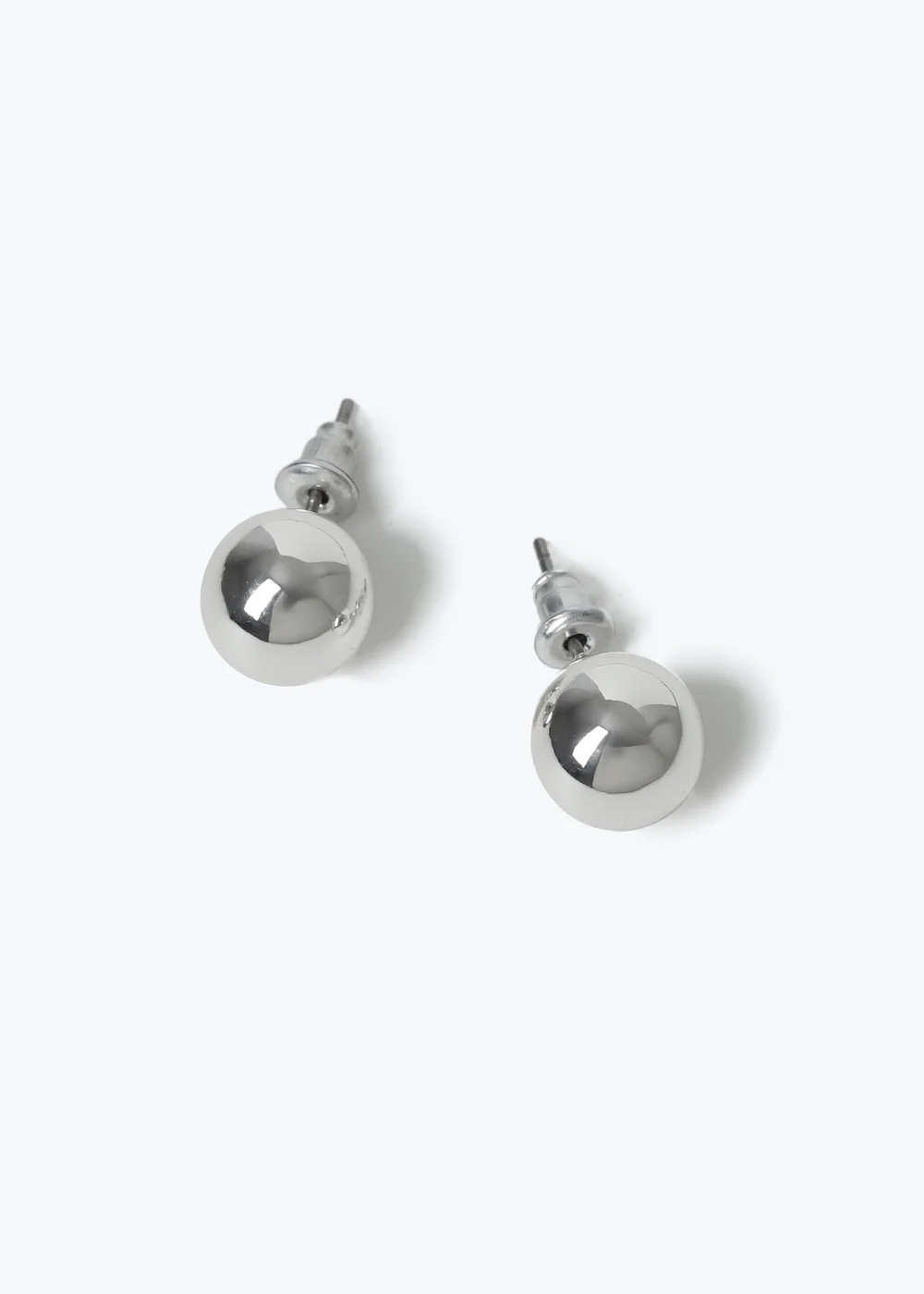 Muse Silver Ball Stud Earrings - One Size Image 2