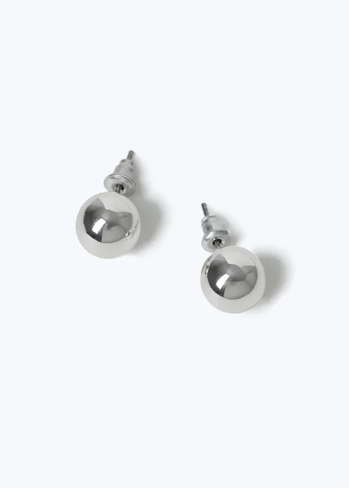Muse Silver Ball Stud Earrings - One Size Image 2
