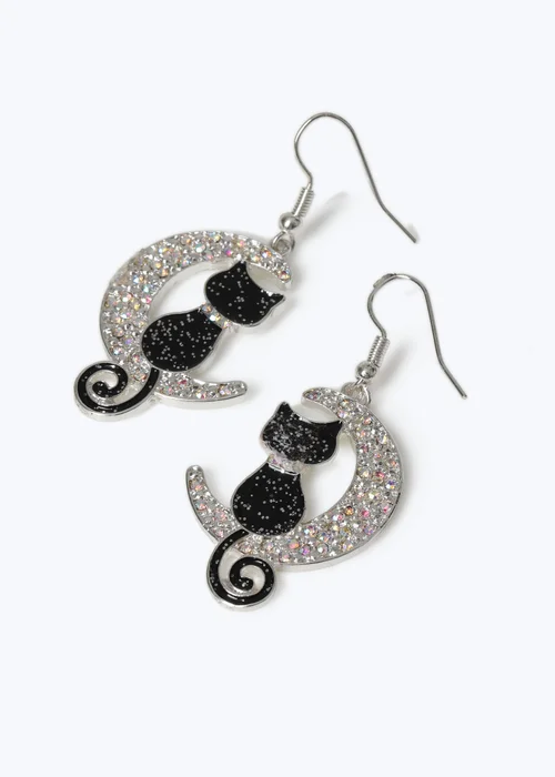 Muse Halloween Cat & Moon Earrings - One Size Image 2