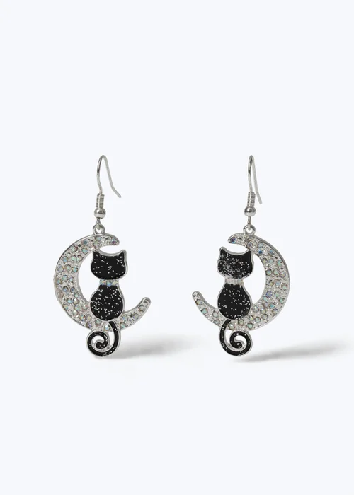 Muse Halloween Cat & Moon Earrings - One Size Image 1