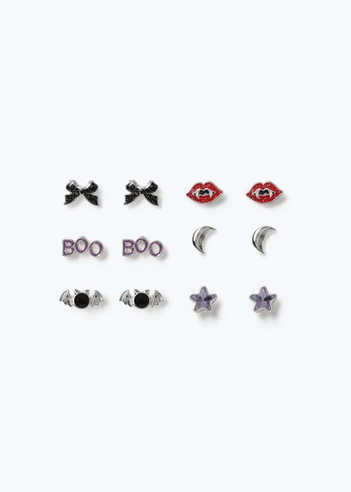 6 Pack Muse Halloween Spooky Stud Earrings - One Size Image 1