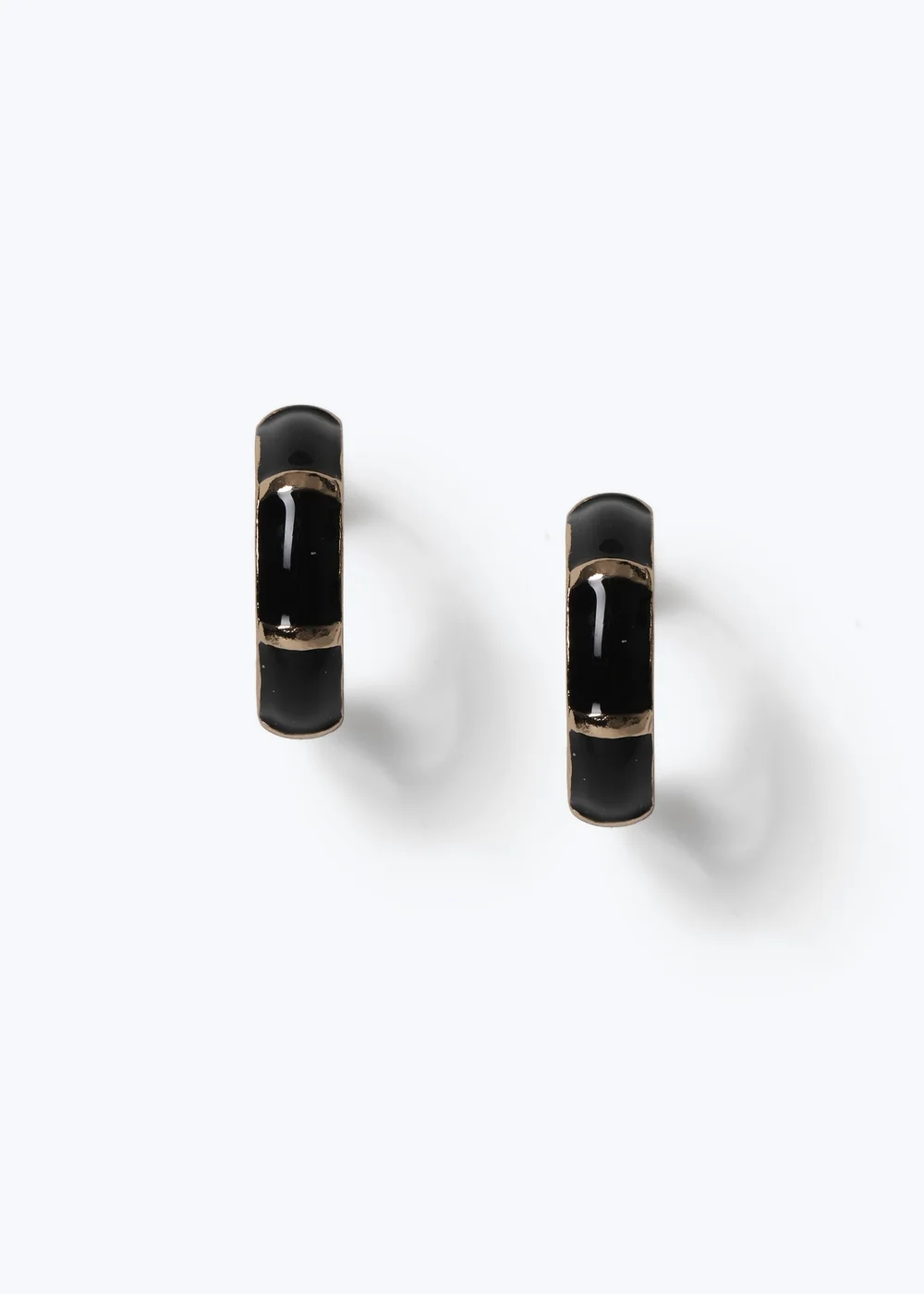 Muse Black Enamel Mini Hoop Earrings - One Size Image 1