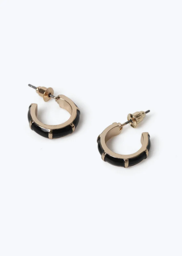 Muse Black Enamel Mini Hoop Earrings