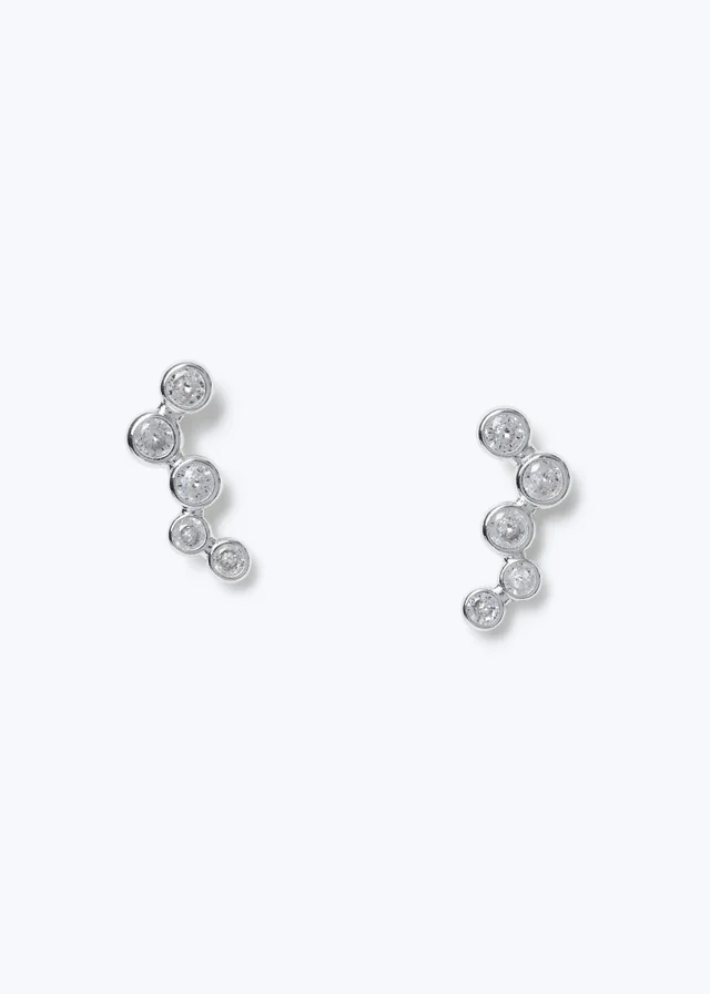 Muse Silver Cubic Zirconia Cluster Earrings