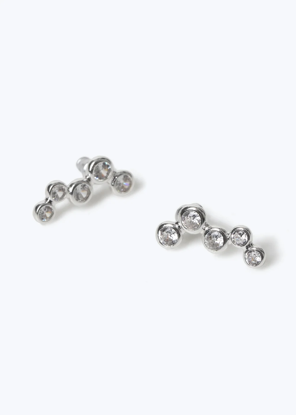 Muse Silver Cubic Zirconia Cluster Earrings - One Size Image 2