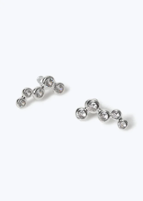Muse Silver Cubic Zirconia Cluster Earrings - One Size Image 2