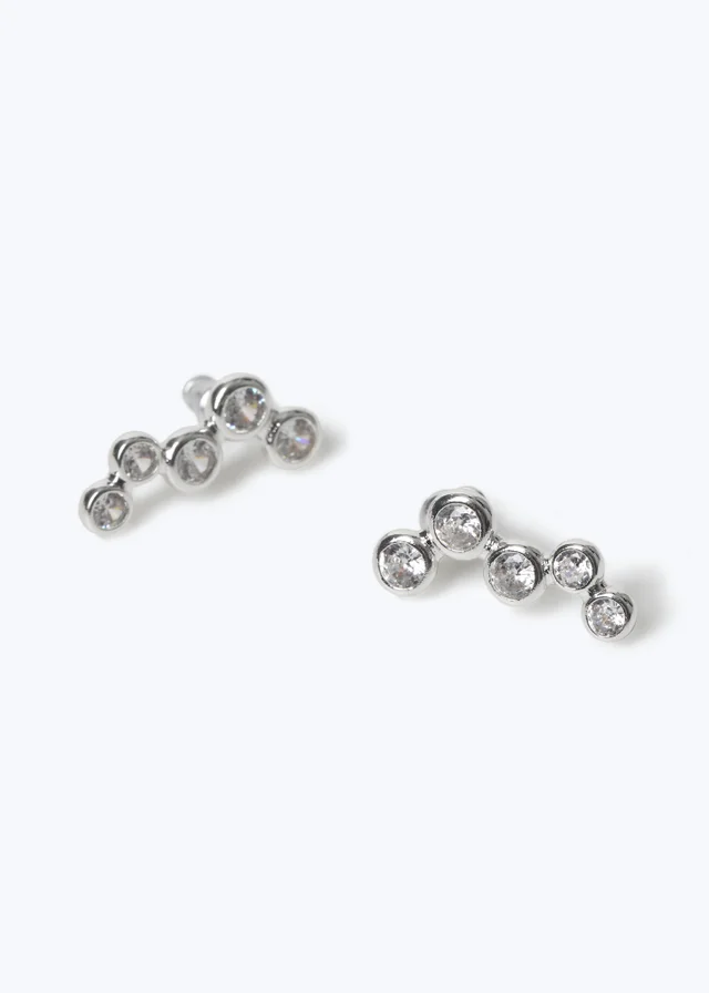 Muse Silver Cubic Zirconia Cluster Earrings