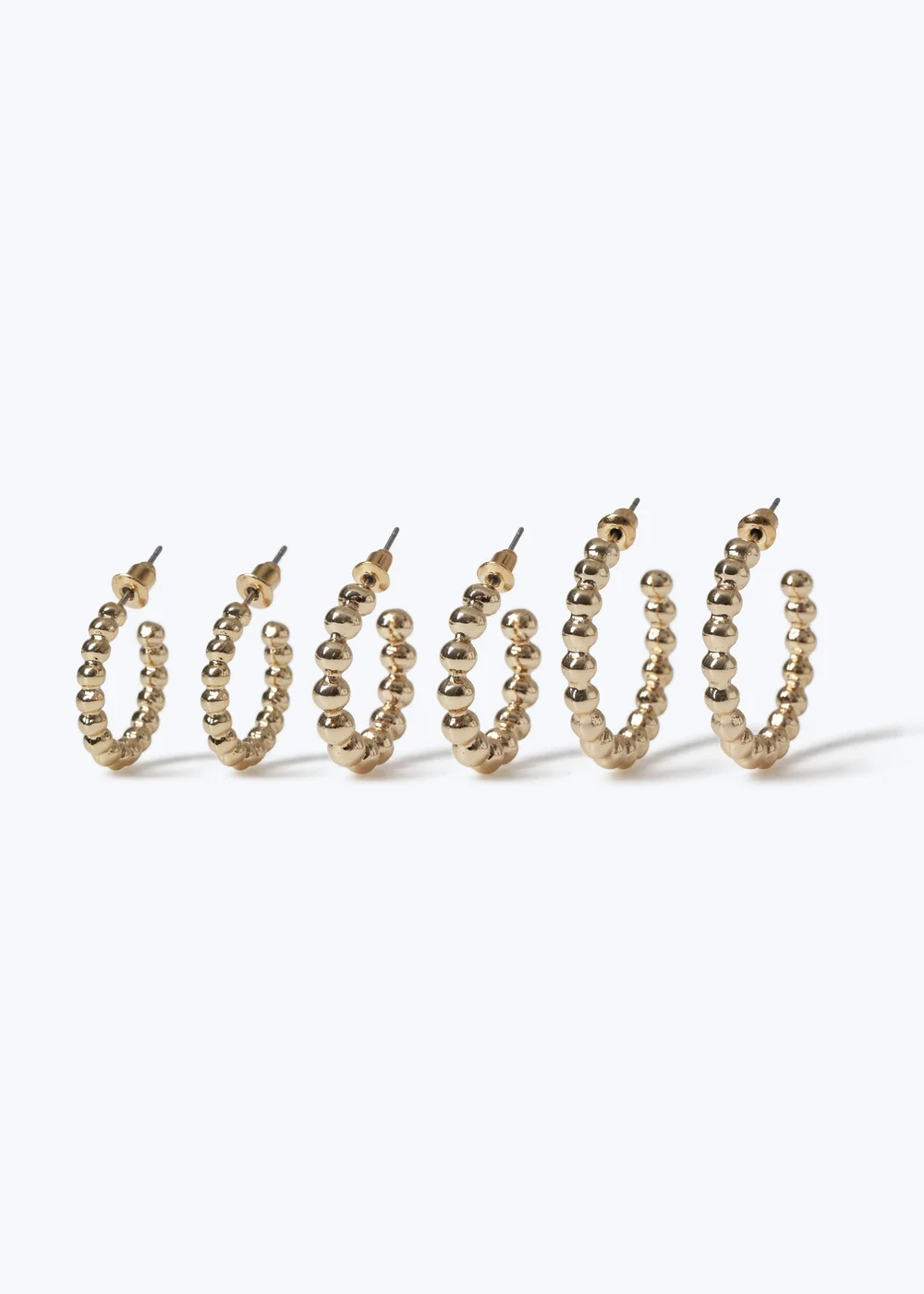 Muse 3 Pack Gold Bobble Hoop Earrings - One Size Image 1