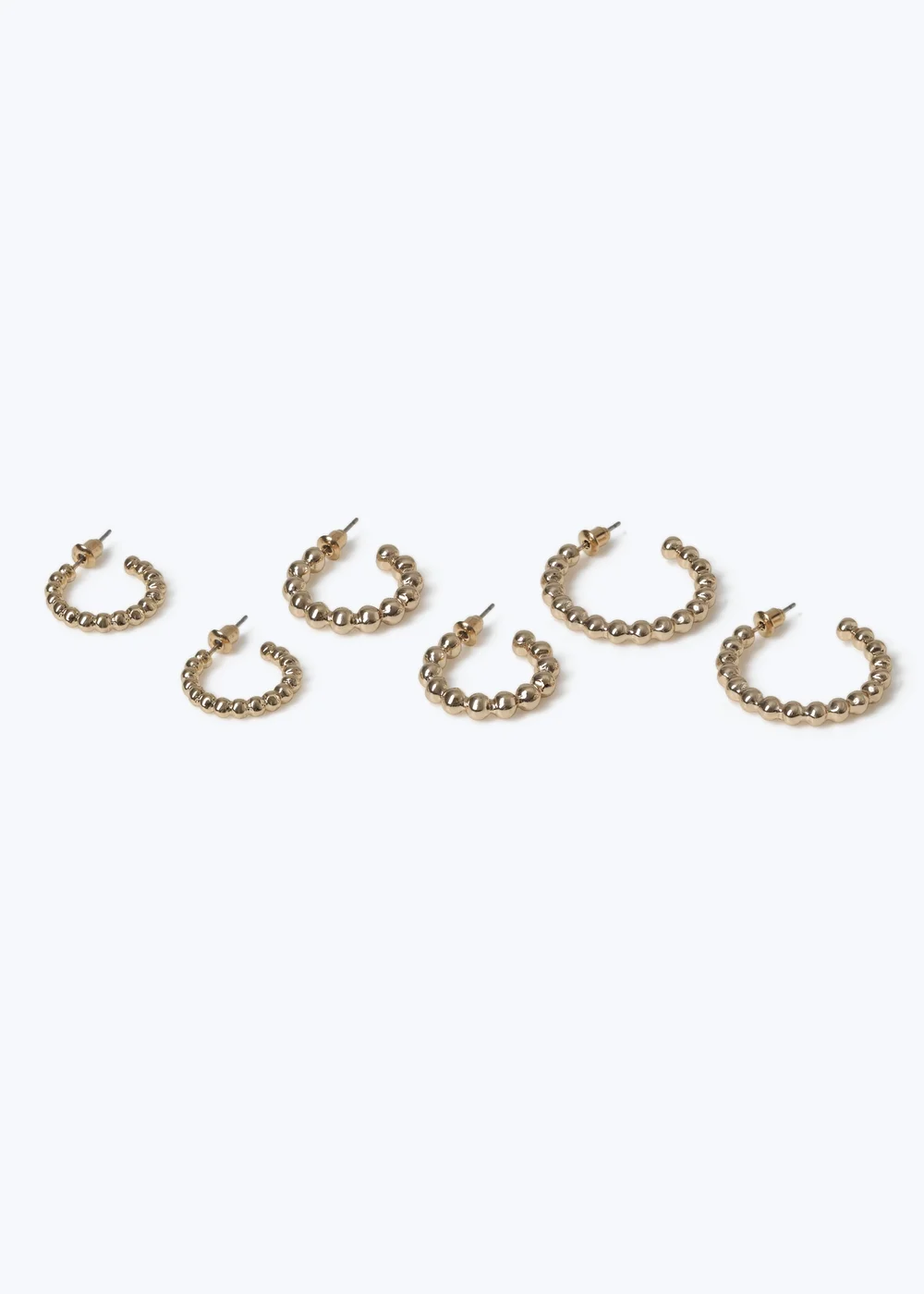 Muse 3 Pack Gold Bobble Hoop Earrings - One Size Image 2