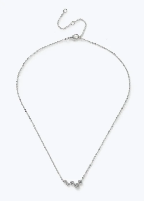 Muse Silver Cubic Zirconia Cluster Necklace - One Size Image 1