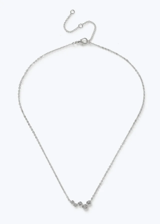 Muse Silver Cubic Zirconia Cluster Necklace