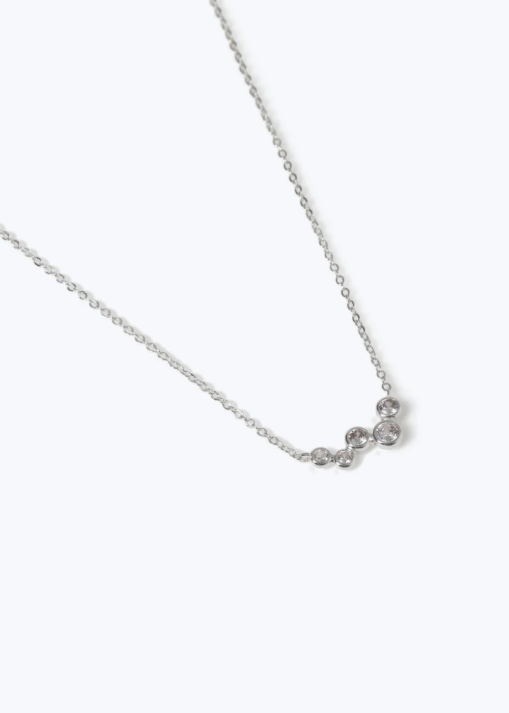 Muse Silver Cubic Zirconia Cluster Necklace - One Size Image 2