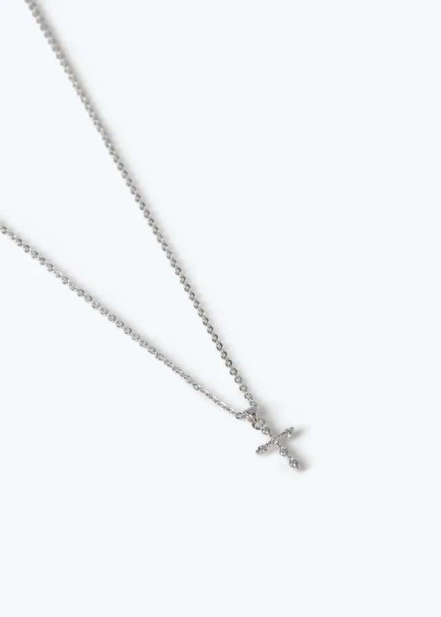 Muse Silver Cubic Cross Necklace