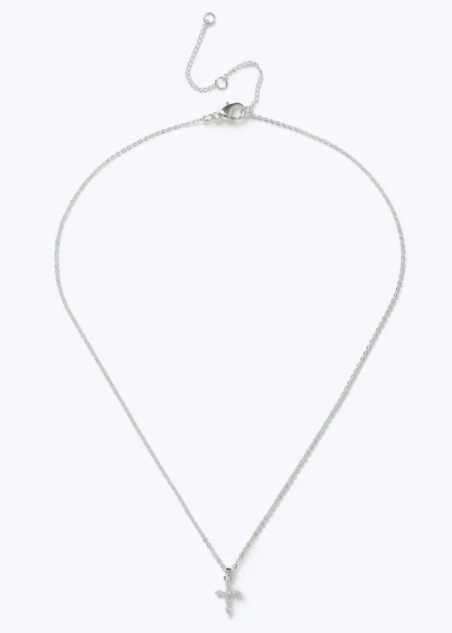 Muse Silver Cubic Cross Necklace - One Size Image 1