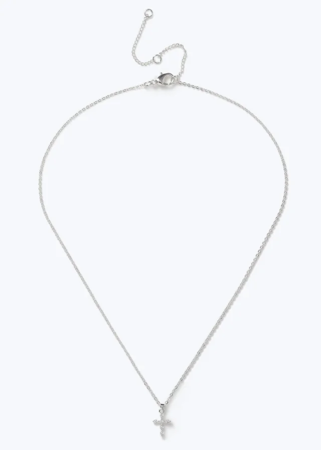 Muse Silver Cubic Cross Necklace