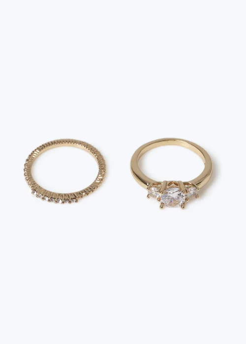 Muse Gold Cubic Crystal Ring Set - 17mm Image 2