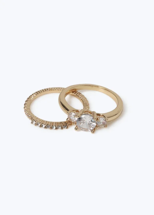 Muse Gold Cubic Crystal Ring Set - 17mm Image 1