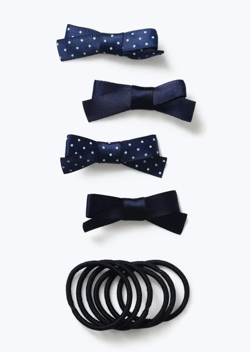 Flitzy Navy Polka Dot School Hair Accessories - One Size Image 1