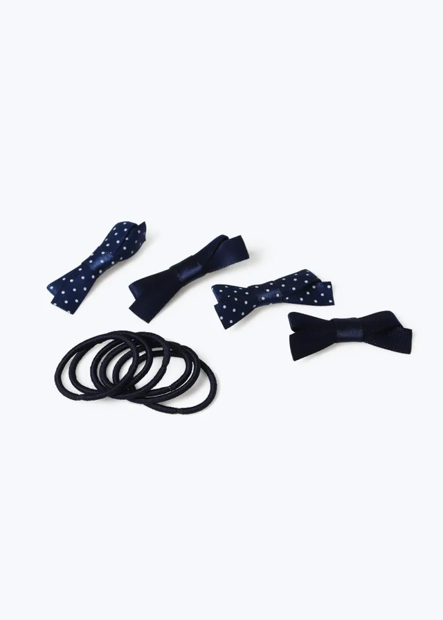 Flitzy Navy Polka Dot School Hair Accessories