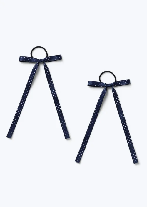 2 Pack Flitzy Navy Bow Polka Dot School Bobbles - One Size Image 1