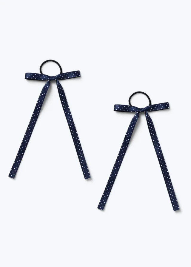 2 Pack Flitzy Navy Bow Polka Dot School Bobbles