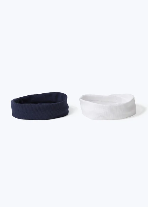 2 Pack Muse Navy & White Waffle Bandeau Headbands - One Size Image 1