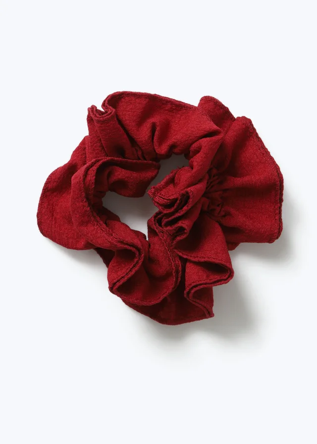 Flitzy Burgundy Ruffle School Scrunchie