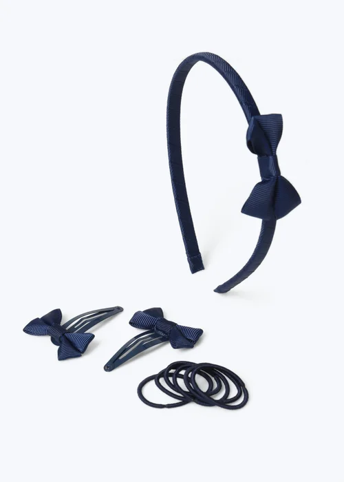 Flitzy Navy Bow School Hair Accessories Pack - One Size Image 1