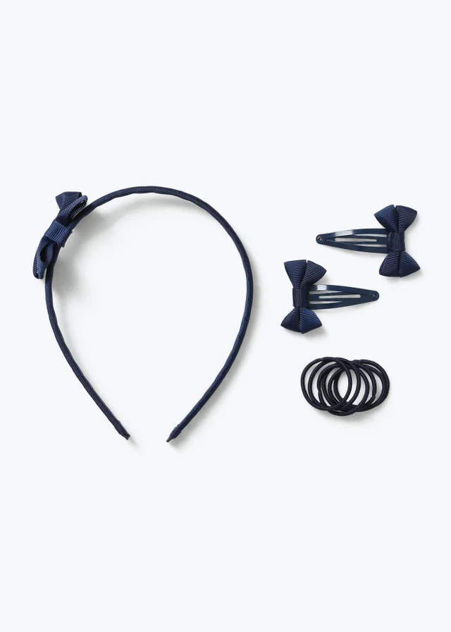 Flitzy Navy Bow School Hair Accessories Pack