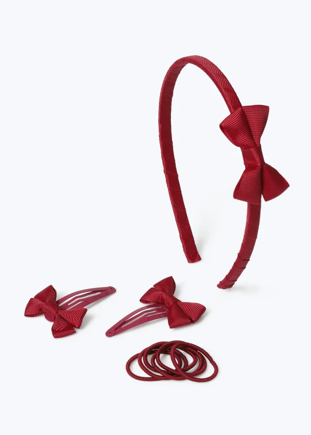 Flitzy Burgundy Bow School Hair Accessories Pack