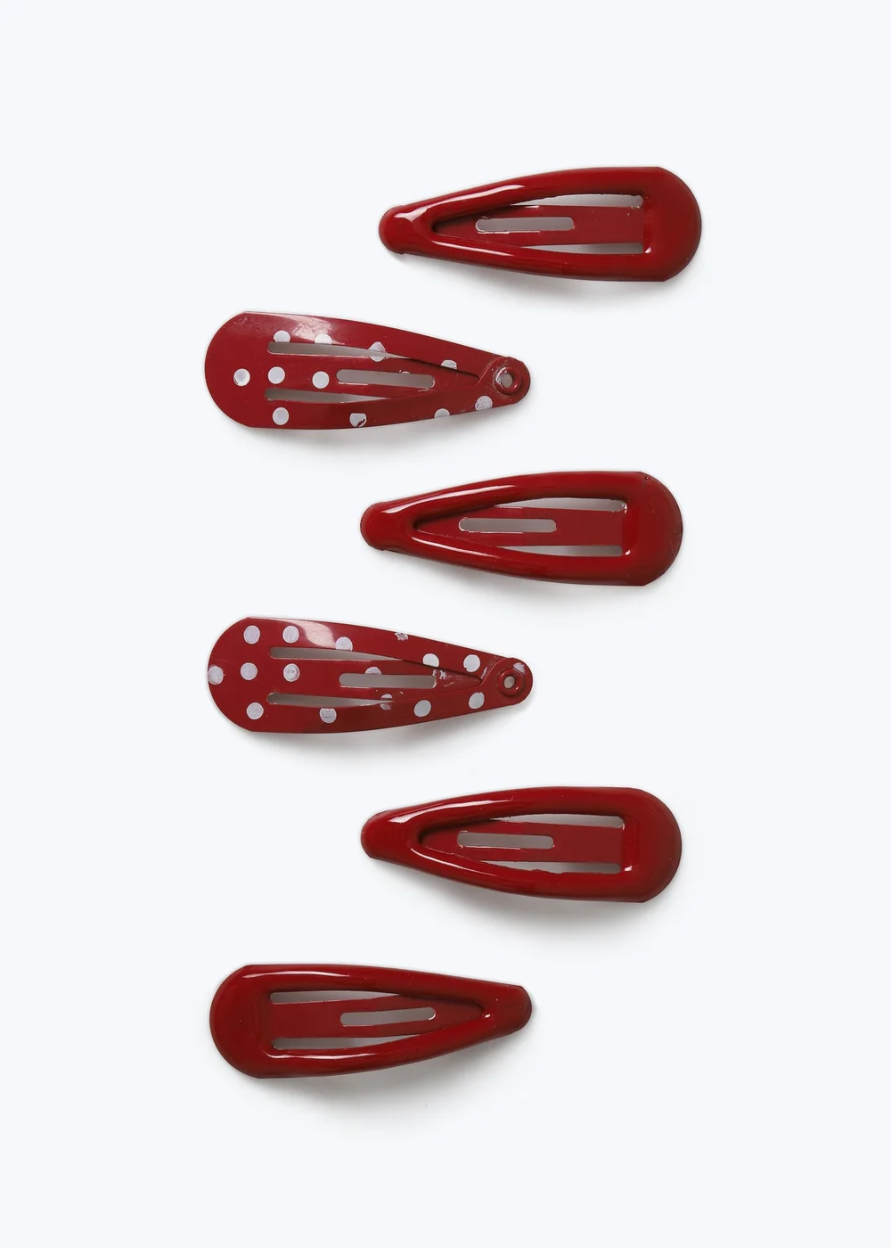 6 Pack Flitzy School Red Polka Dot Hair Clips - One Size Image 1