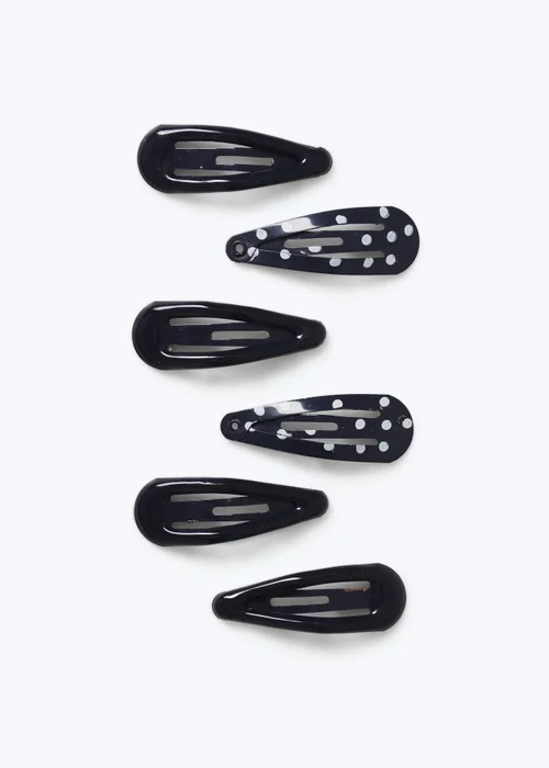 6 Pack Flitzy Blue School Polka Dot Hair Clips - One Size Image 1