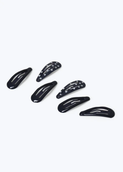 6 Pack Flitzy Blue School Polka Dot Hair Clips - One Size Image 2