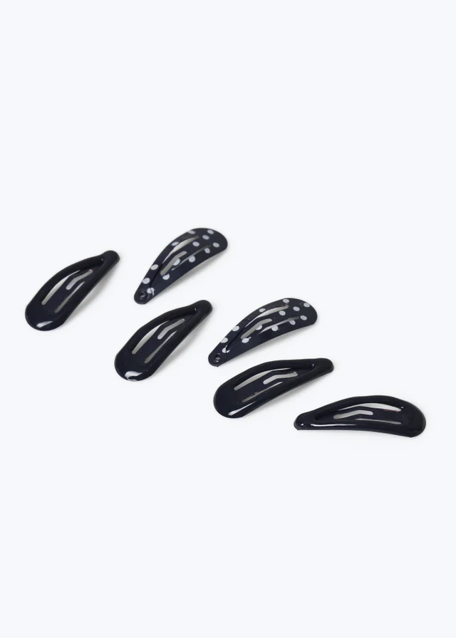 6 Pack Flitzy Blue School Polka Dot Hair Clips