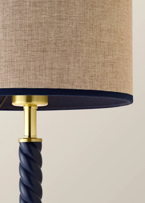 ValueLights Amara Navy Twist Table Lamp with Colour Match Inner Shade and Warm White Bulb - One Size Image 4