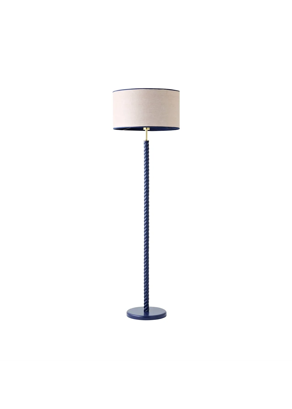 ValueLights Amara Navy Twist Floor Lamp with Colour Match Inner Shade and Warm White Bulb - One Size Image 6