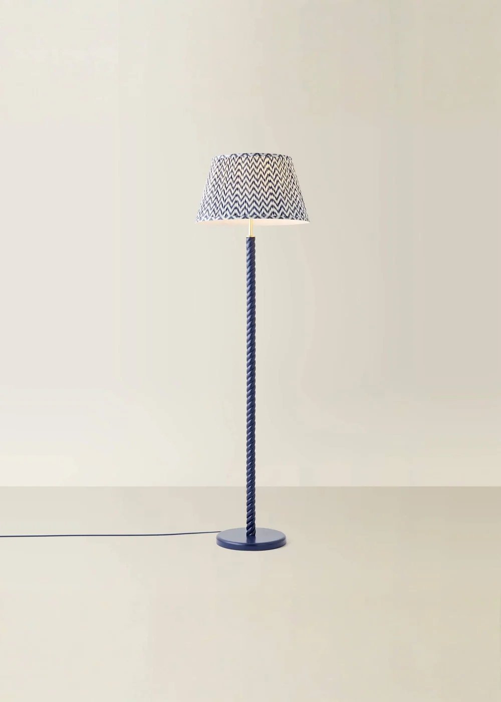ValueLights Amara Navy Twist Floor Lamp with Chevron Pleated Shade and Warm White Bulb - One Size Image 3