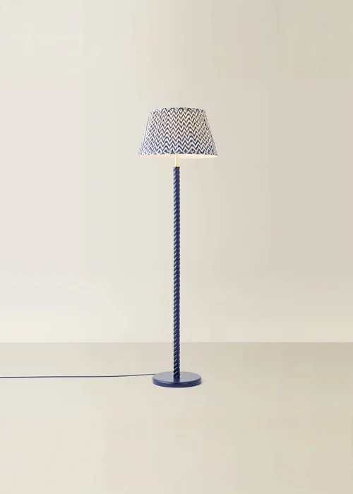 ValueLights Amara Navy Twist Floor Lamp with Chevron Pleated Shade and Warm White Bulb - One Size Image 3