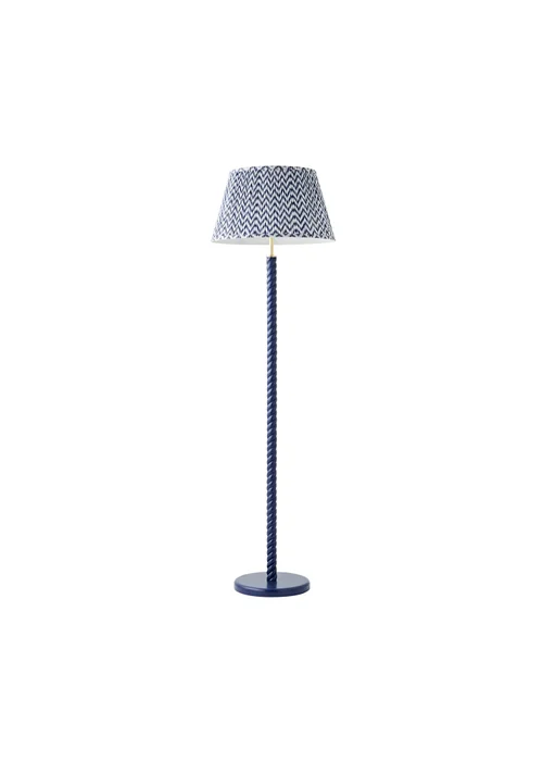 ValueLights Amara Navy Twist Floor Lamp with Chevron Pleated Shade and Warm White Bulb - One Size Image 6