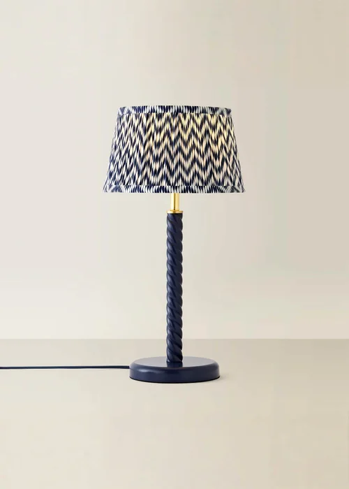ValueLights Amara Navy Twist Table Lamp with Chevron Pleated Shade and Warm White Bulb - One Size Image 3