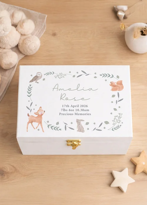 Personalised Memento Company Woodland Animal Wooden Keepsake Box - One Size Image 2
