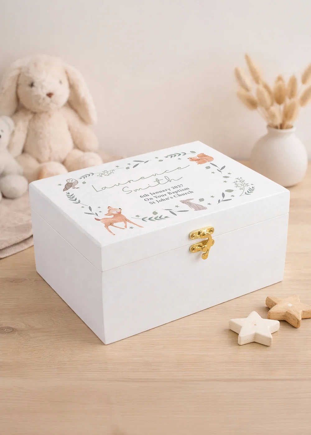 Personalised Memento Company Woodland Animal Wooden Keepsake Box - One Size Image 3