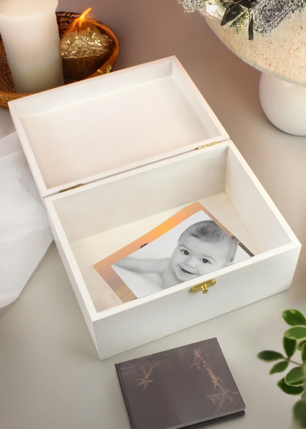 Personalised Memento Company Photo Upload Memorial White Wooden Keepsake Box - One Size Image 5