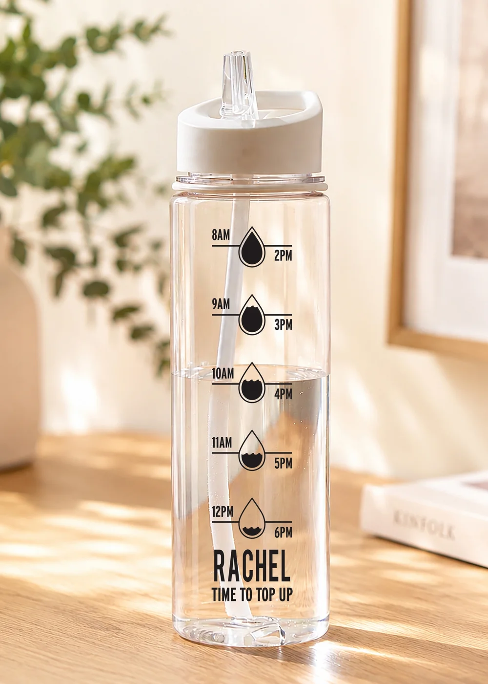 Personalised Memento Company Black Hydration Tracker Water Bottle - One Size Image 3