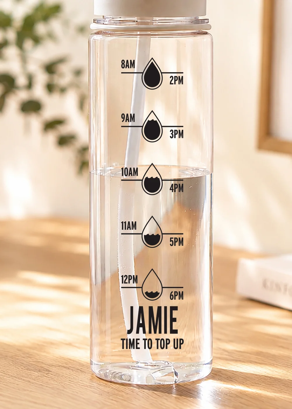 Personalised Memento Company Black Hydration Tracker Water Bottle - One Size Image 2