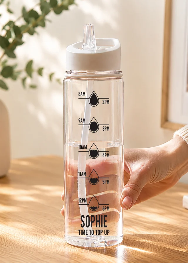 Personalised Memento Company Black Hydration Tracker Water Bottle