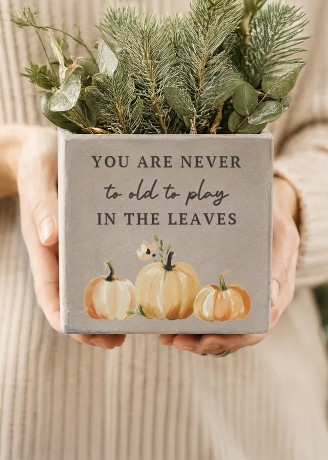 Personalised Memento Company Pumpkin Grey Concrete Planter