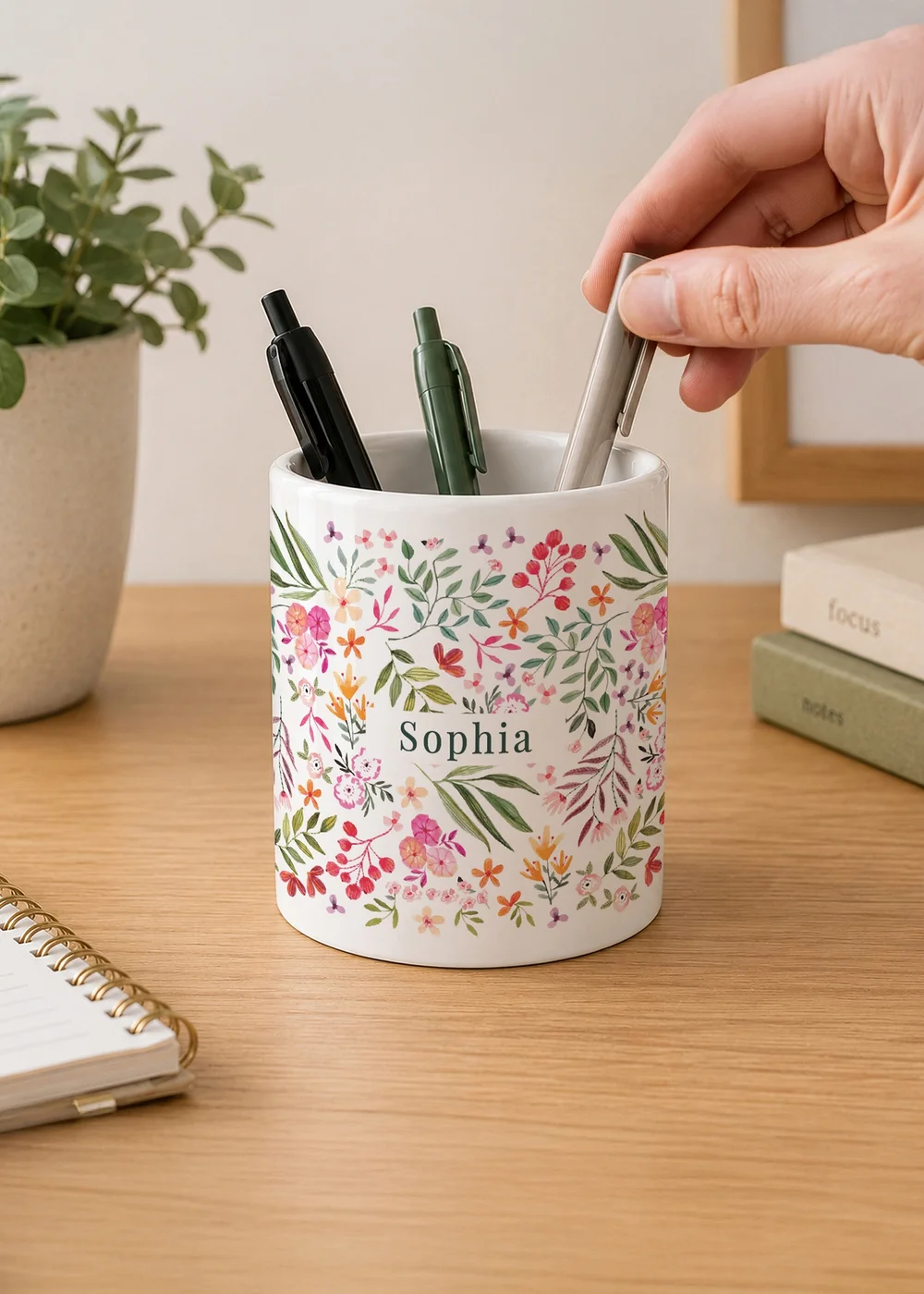 Personalised Memento Company Floral White Make-up Brush Holder - One Size Image 3